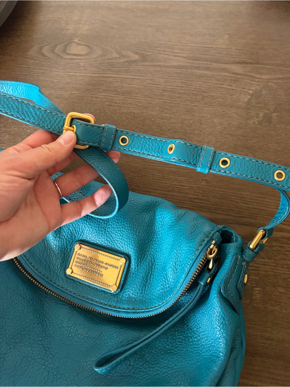 Marc by Marc Jacobs Teal Pebbled Leather Shoulder Bag Classic Q Natasha - Picture 8 of 8